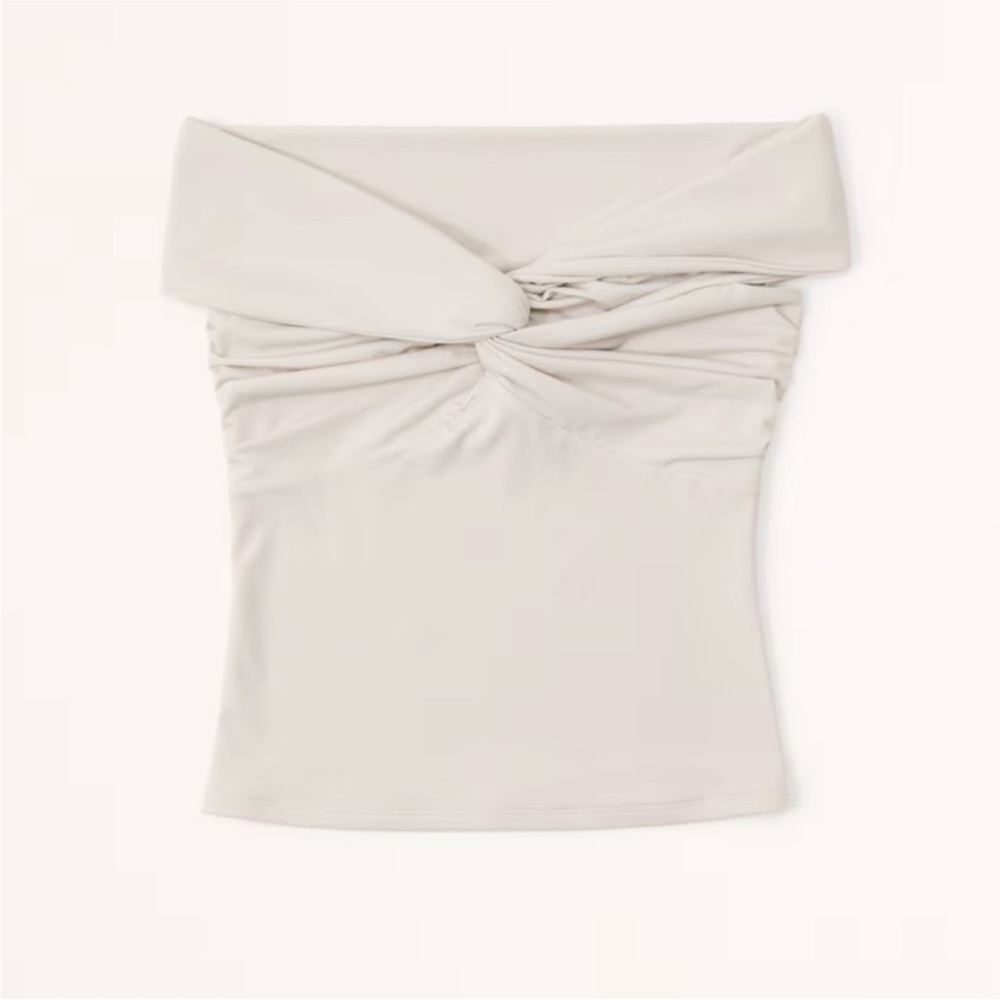 Abercrombie Cream Off-Shoulder Twist Front Women's Top Size XS